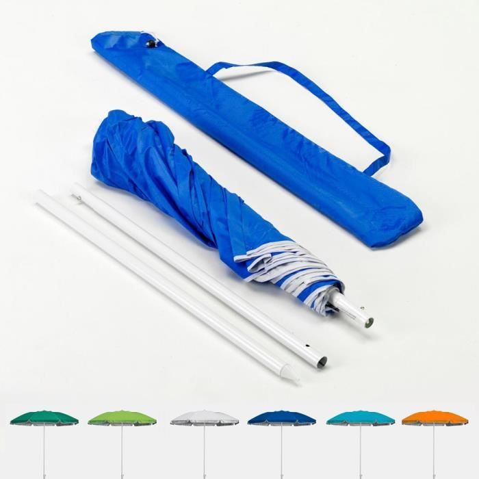 Parasol de plage pliable portable leger voyage moto 180 cm Pocket, Couleur: Bleu