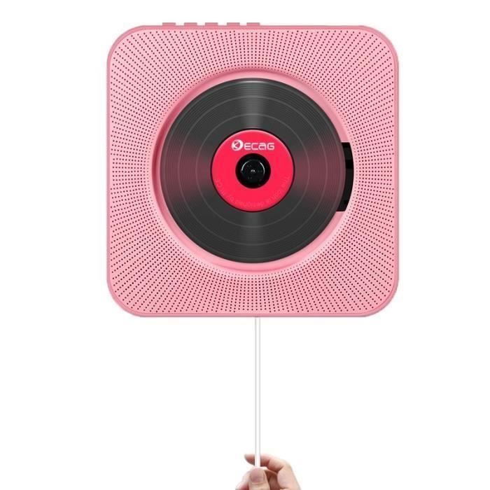 Lecteur CD Boombox Bluetooth audio portable avec télécommande Télécommande Radio FM Haut-parleurs HiFi intégrés USB MP3-Rose