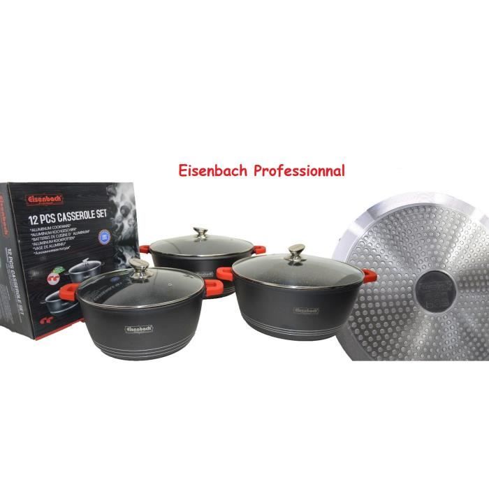 GSW Gourmet Granit Ustensiles de Cuisine-Set 11 pièces anti-adhérent induction casserole GSW 414562