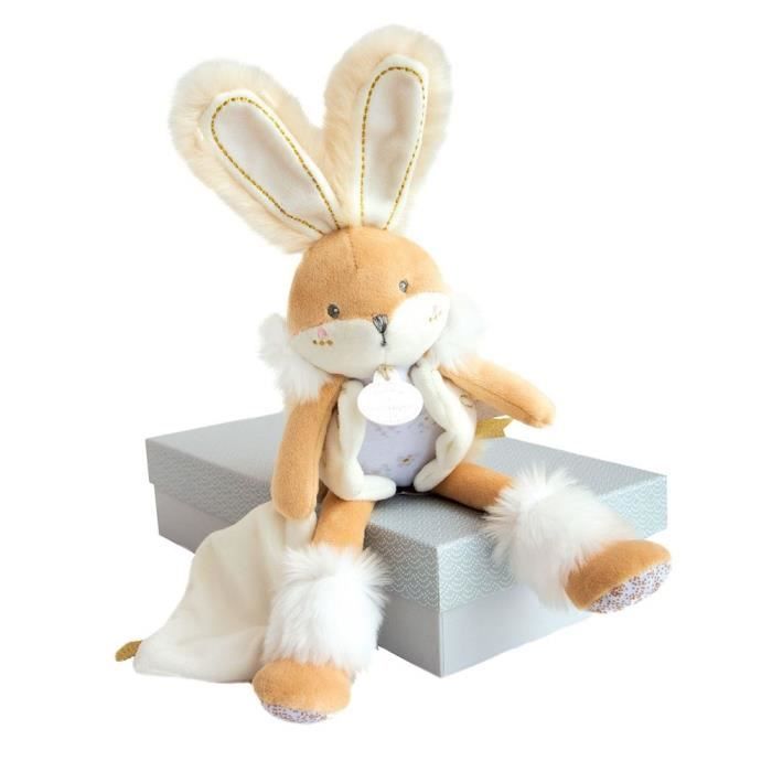 Doudou Pantin blanc lapin de sucre 31 cm