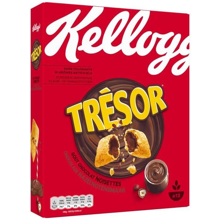 Cafe Moulu - LOT DE 10 - KELLOGG'S TRESOR : Céréales fourrées au chocolat noisette 375 g