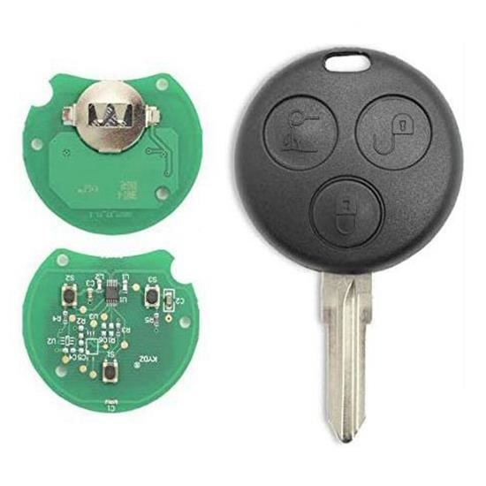 Clé électronique Vierge à Programmer pour Smart Fortwo 450 City Coupé Forfour Roadster Passion Pulse