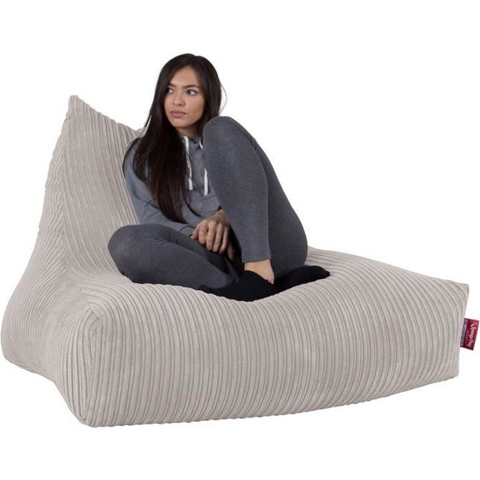 LOUNGE PUG®, Gros Pouf Fauteuil 'Relax', Pouf Géant, Pouf Poire, Côtelé Crème