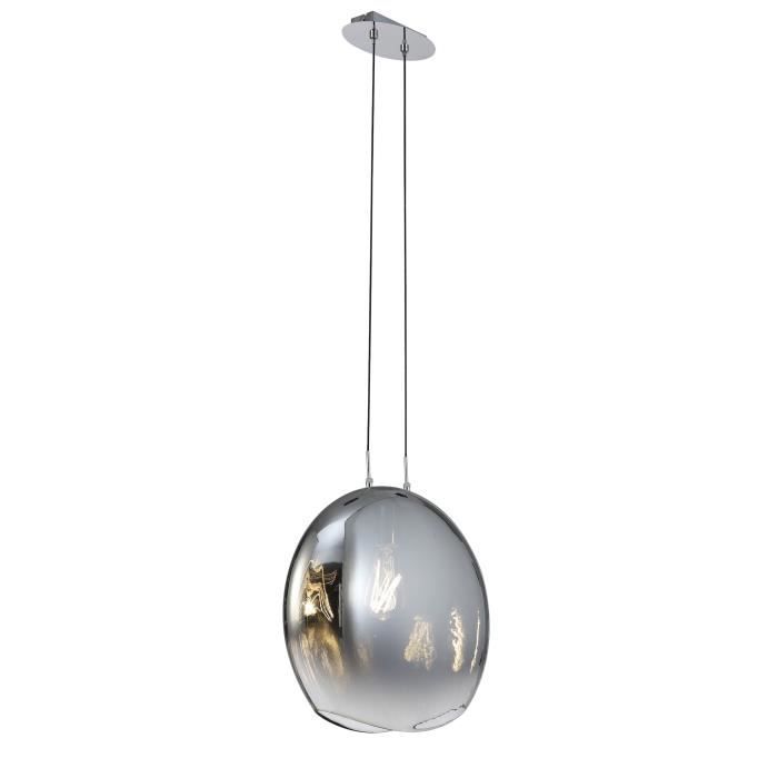 Grande suspension en verre soufflé Lens - Mantra Gris