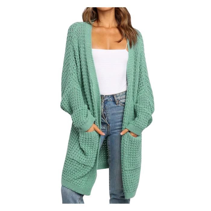 scourse® Cardigan patchwork à manches longues pour femmes vert