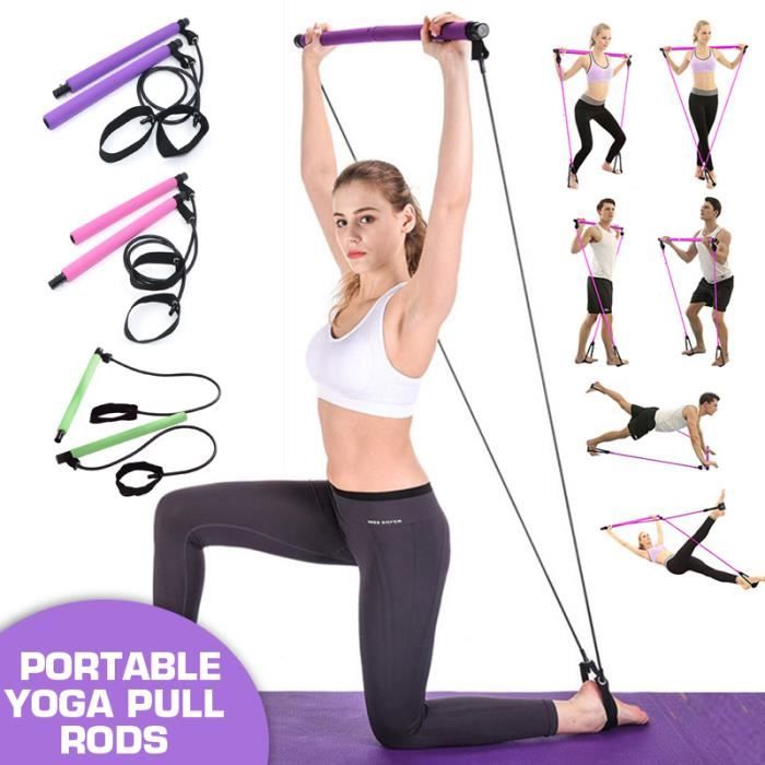 Barre de Pilate avec Boucle de Pied Bande Elastique de Résistance Yoga Fitness