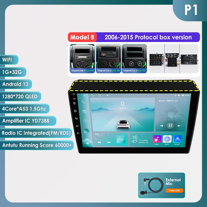 Autoradio Android 2 Din 8 CORE pour Fiat Ducato 2007-2015 lecteur multimédia Navi GPS Audio stéréo 9''Carplay 1G + 16G RDS DSP FM