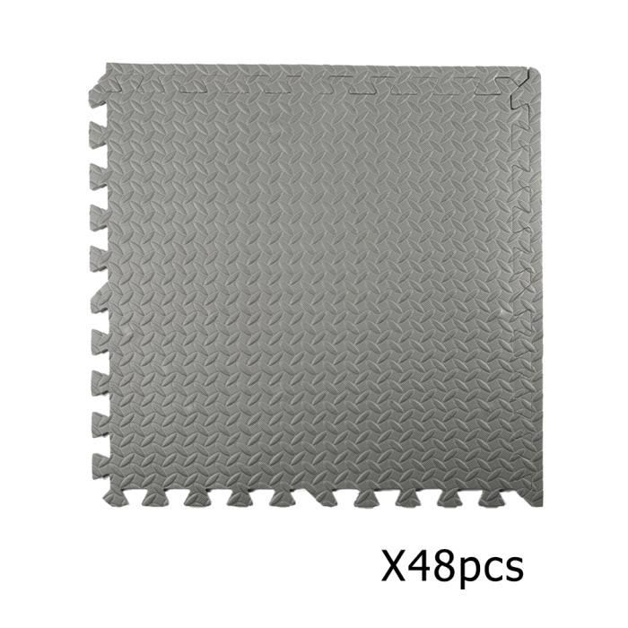 Ensemble de 48 EVA tapis en mousse de sol pour le sport à domicile Gris