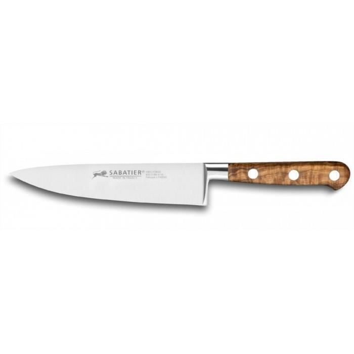 Couteau de chef sabatier provençao forgé 15cm poignée olivier