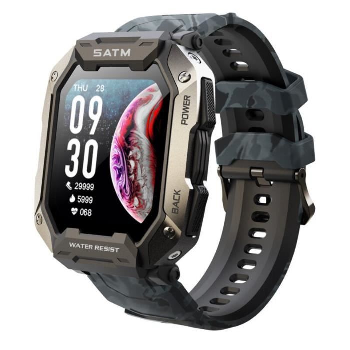 XWatch Pro Militaire MT1 Bleu Militaire - Montre connectée Homme, Militaire, Ultra résistant, Natation, Sms, Sport, Santé, Aventure,