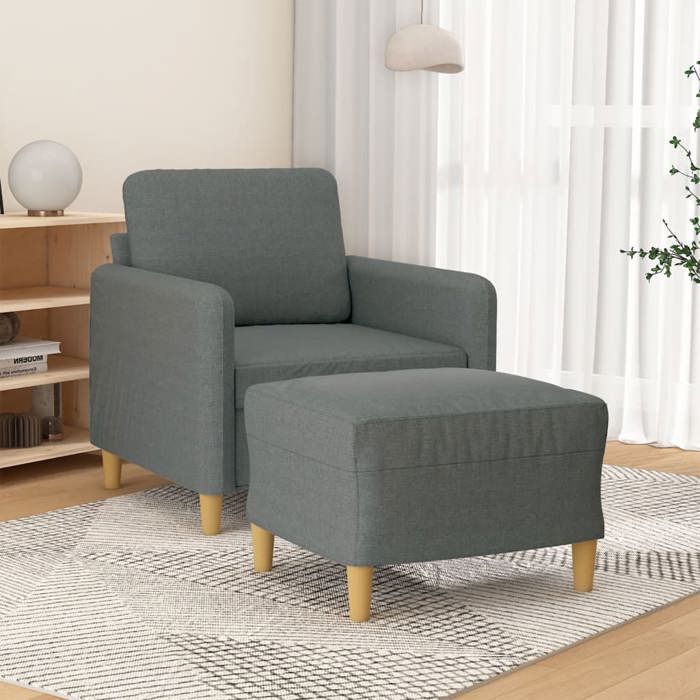vidaXL Fauteuil avec repose-pied Gris foncé 60 cm Tissu canapé fauteuil fauteuil TV canapé simple canapé canapé relax