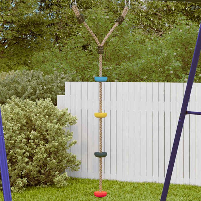 VidaXL Balançoire à Disque Avec Corde à Grimper Et 4 Marches – Multicolore, Pour Enfants De 3 à 10 Ans, Extérieur