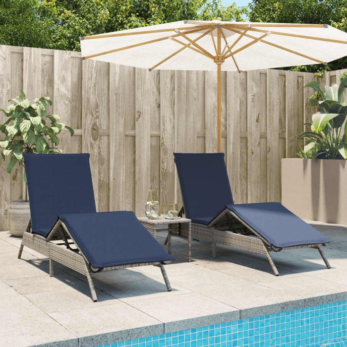 vidaXL Chaises longues et Table Lot de 2 - vue 4