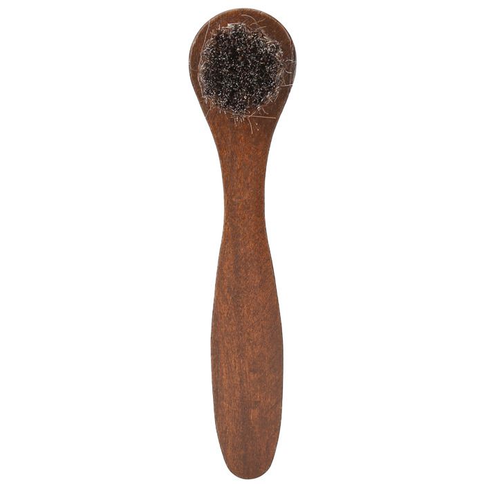 Brosse à chaussures en crin de cheval avec manche en bois et applicateur de cirage pour chaussures en cuir
