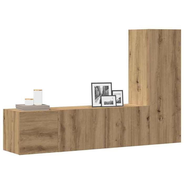 vidaXL Meubles TV muraux 3 pcs chêne artisanal bois dingénierie banc TV meuble hifi centre de divertissement buffet TV 3328958