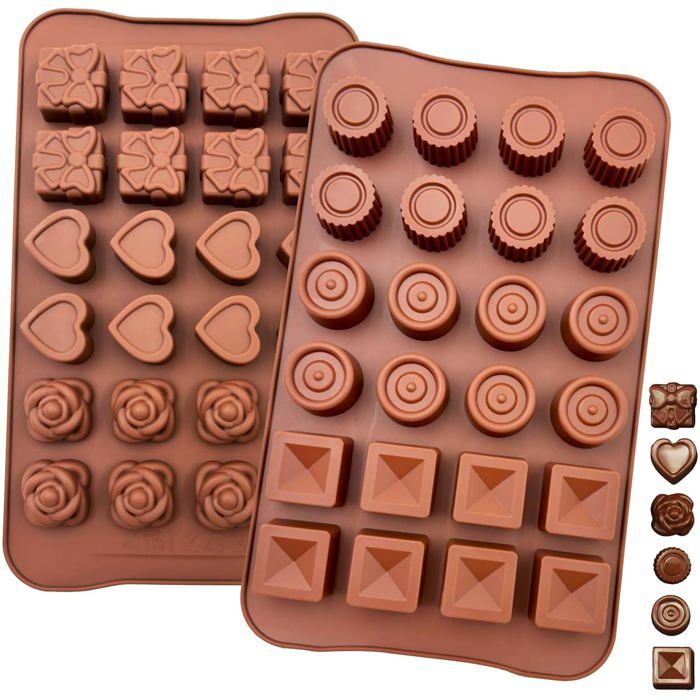 2 Moules à Chocolat En Silicone 12 Cavités - Antiadhésifs Pour Tablettes Chocolat, Pralines - Résistant -40°C à 230°C