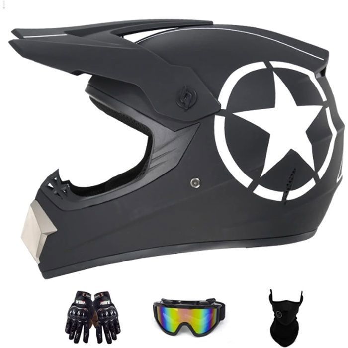 Jeunesse Enfant Casque Motocross Hors Route – Dot – Avec Gants Lunettes Masque – Tailles XS à XL – Coque ABS