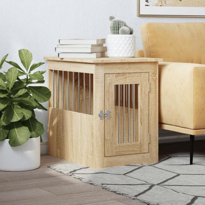 Meuble de cage pour chien - vidaXL - Chêne sonoma - 45x62x59 cm - Porte verrouillable