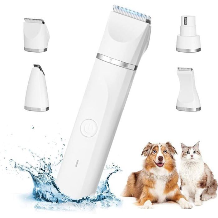 Tondeuse Chien 4-en-1 Sans Fil IPX7 Étanche Rechargeable USB Toilettage Silencieux Pour Chats et Animaux Domestiques