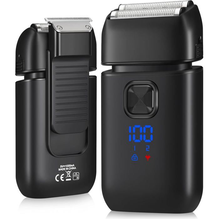 Tondeuse Barbe Homme 120 min AutonomieTondeuse Cheveux Sans Fil 2 Modes Écran LEDÉtanche IPX7Verrouillage Sécurité