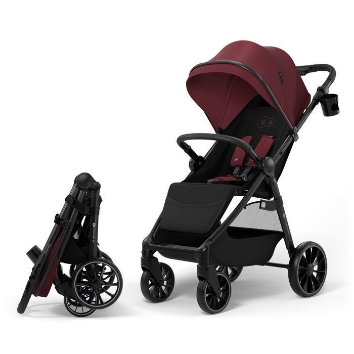 Poussette Kinderkraft GRANDE 2 bébé citadine pliage facile dossier inclinable suspension roues EVA 22 kg bourgogne