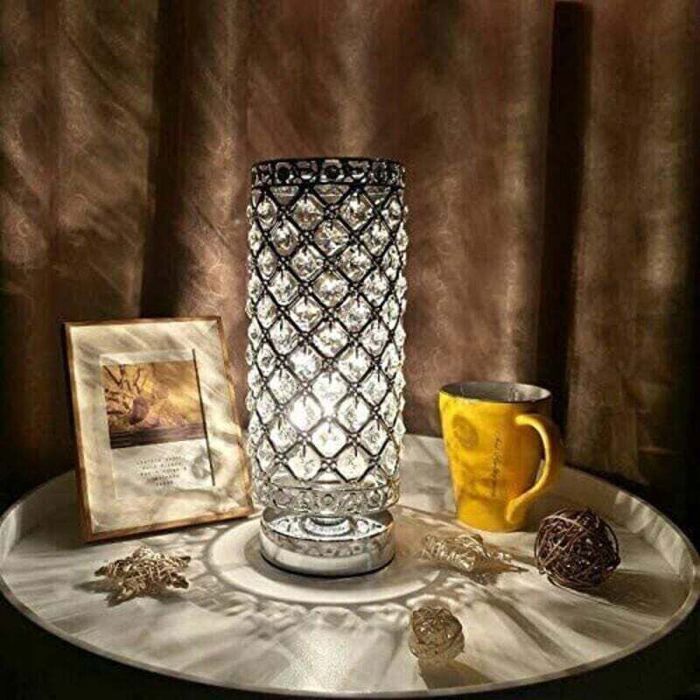 Lampe en cristal argent abat-jour lampe chevet creative pour chambre salon