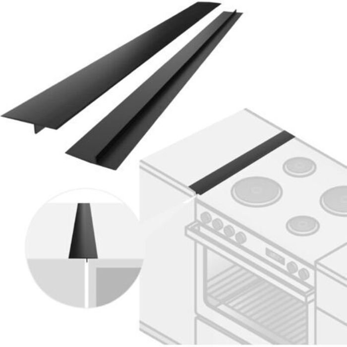 Joint détanchéité en silicone pour plan de travail de cuisine longueur 63 cm joint entre la cuisinière et le four (noir)