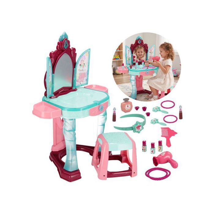 Grande coiffeuse interactive pour petite fille avec miroir coiffeuse jouet avec chaise lumière son 3+