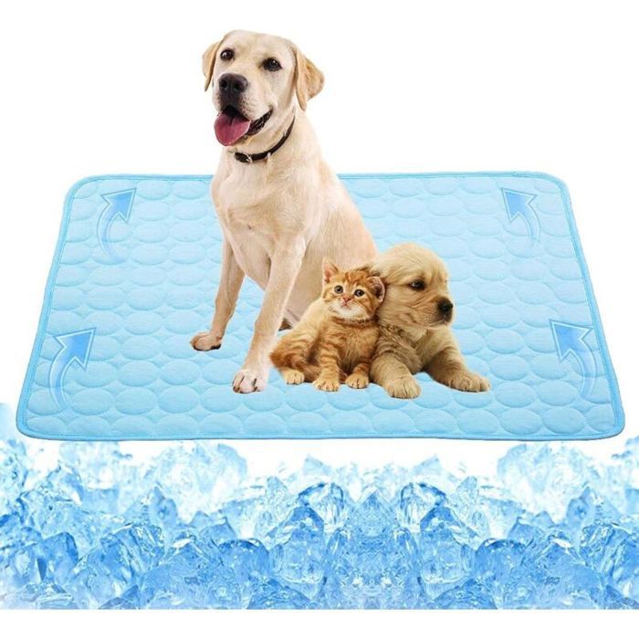 Soie glacée coussin froid froid tapis pour animaux de compagnie coussin de canapé dété chat et chien (XL 100 x 70 cm)