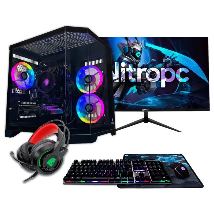 NitroPc PC Gamer complet Avancé AMD Ryzen 5 5500 RTX 5060 8Go RAM .2 1TB Windows 11 Pro WiFi Écran 24 FullHD et accessoires Neuf - vue 6