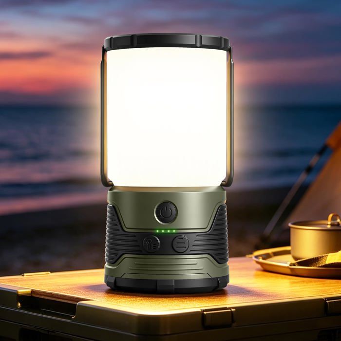 Lampe Camping Rechargeable: 1200LM et 7 Modes Lampe Camping LED 100+ Heures dAutonomie avec Batterie Externe 5000mAh USB-C IP4