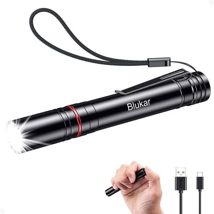 Mini Lampe Torche Led Rechargeable Ultra Puissante Avec Clip 4 Modes