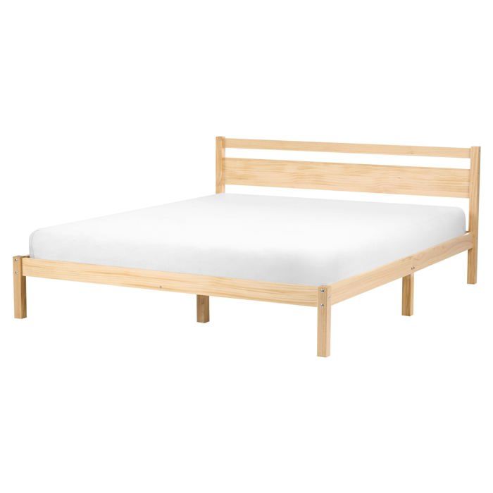 Lit avec sommier Bois de pin MERCURER 160 x 200 cm Marron clair Lit avec sommier Bois de pin MERCURER 160 x 200 cm Marron clair