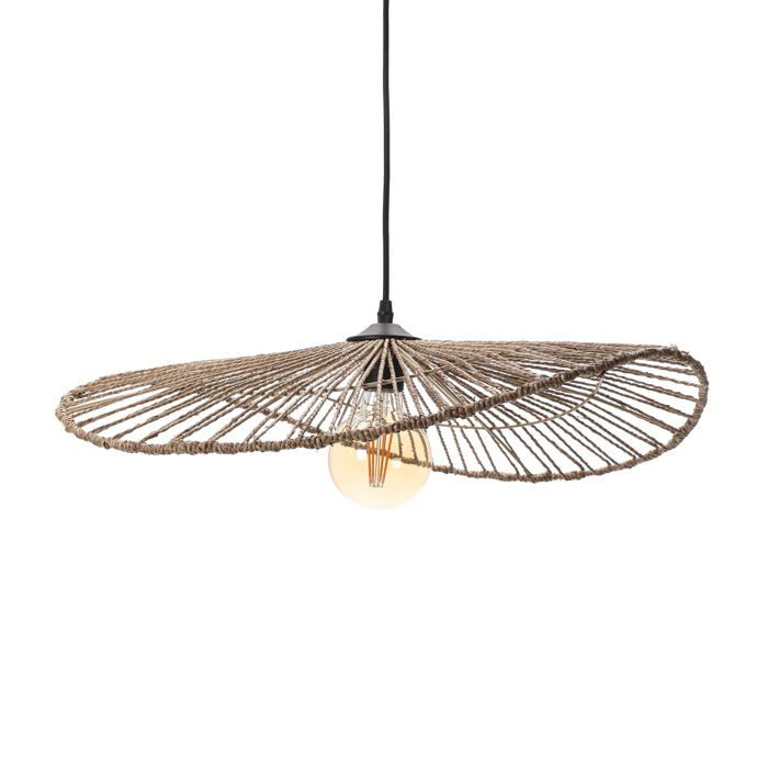 - naire Alana lustre bohème naturel - lampe suspendue en cde tressé naturel - cable noir douille E27 - possibilité LUSTRE