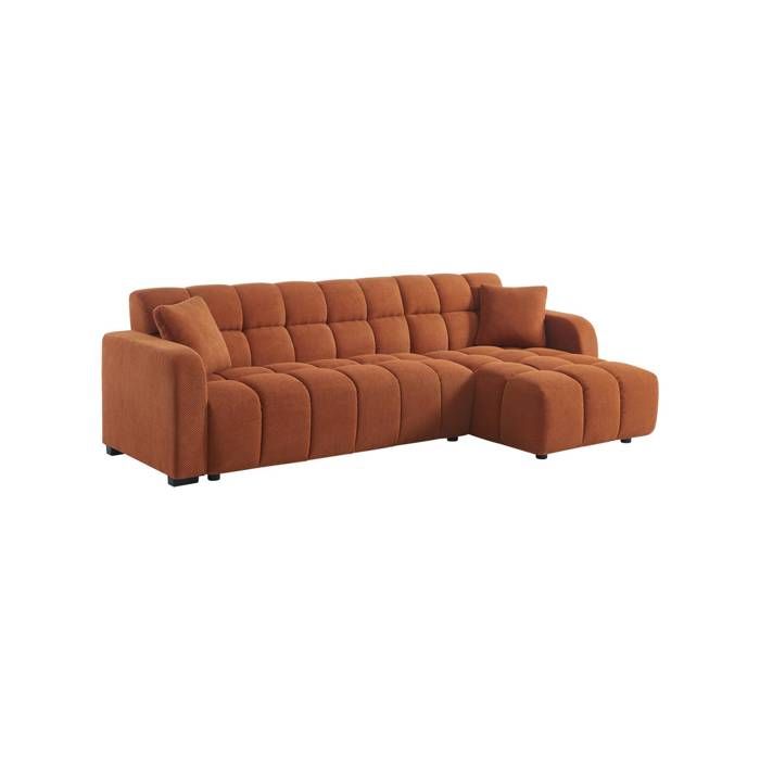 Canapé dangle réversible tissu capitonné 3 places terracotta - Dot Canapé dangle réversible tissu capitonné 3 places terracotta - Dot