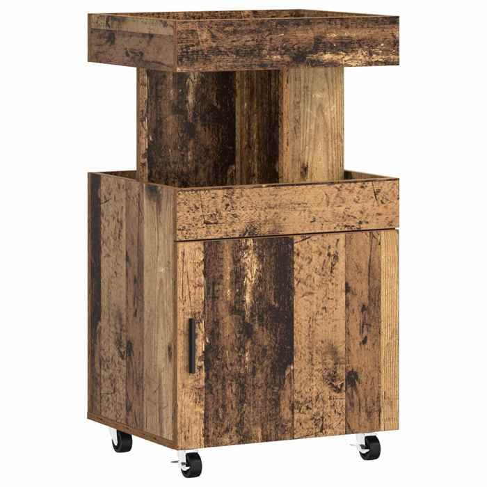 NOUVEAU Cabinet latéral industriel - Chariot de Bar - Bois ancien - 50x41x89cm Bois dingénierie - Anti lhumidité - pour salon9364