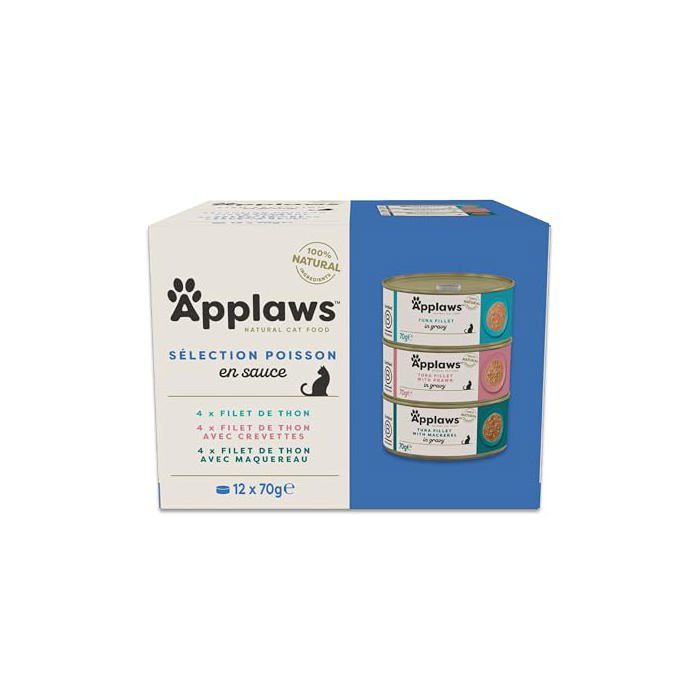 Nourriture Humide 100% Naturelle pour Chats Adultes Sélection de Poissons en Sauce Pack Mixte 12 x 70g Boîtes Nourriture Humide 100% Naturelle pour Chats Adultes Sélection de Poissons en Sauce Pack Mixte 12 x 70g Boîtes