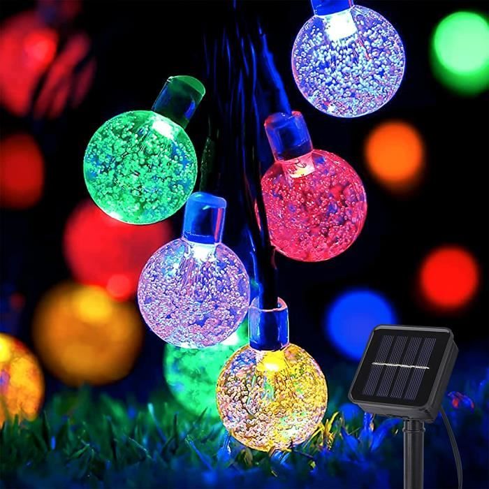 Guirlande solaire guinguette 50 LEDs multicolore design ampoule 5,8 m