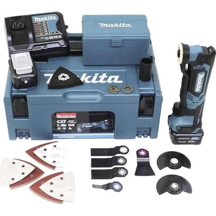 Makita Découpeur ponceur multifonctions 10 8V 2x Batterie 4Ah Chargeur DC10SB TM30DSMJX5 - vue 3