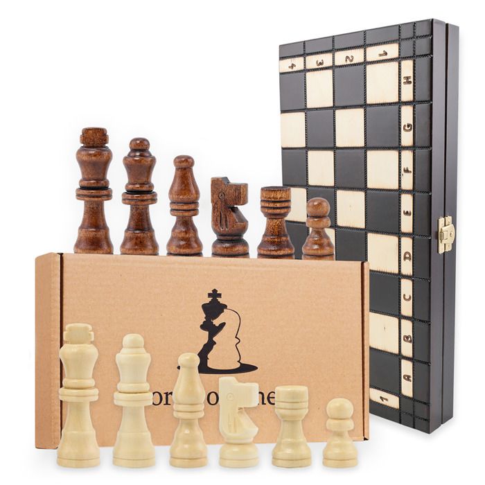 Jeu D'Échecs Echiquier En Bois, 3 En 1 Jeux Echec En Bois Échecs Dames Jeu D'Échecs Echiquier En Bois, 3 En 1 Jeux Echec En Bois Échecs Dames