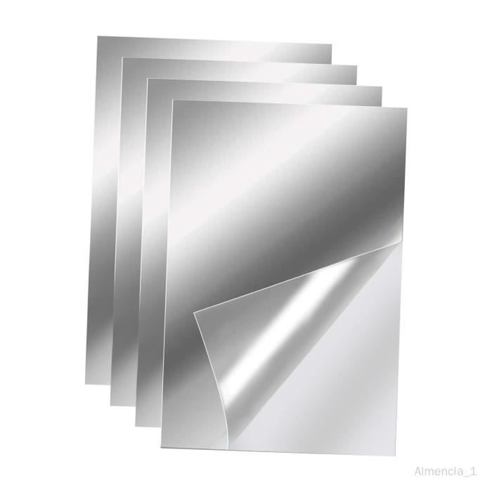 Lot De 4 Miroirs Adhésifs Carrés 40x40 Cm - Miroirs Autocollants Pour Porte Ou Mur, Décoration Murale Moderne
