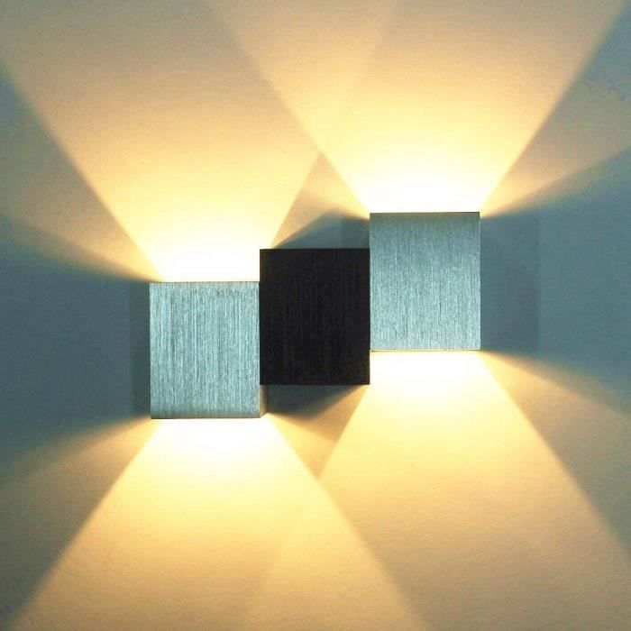 U-Do Applique Murale LED 6W Intérieur Lampe Moderne Up Down en Aluminium Eclairage Décoration Lumière pour Bureau Salon-Blanc Chaud