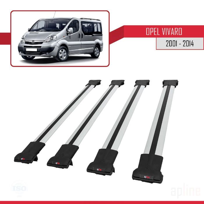 Compatible avec Opel Vivaro 2001-2014 Barres de Toit FLY Modèle Railing Porte-Bagages de voiture 4 BARRAS GRIS