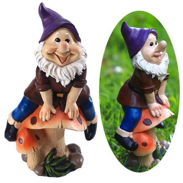 Nains De Jardin Nus Amusants - Statues Résine 12 Cm - Couple Homme (bleu) Et Femme (rouge) Avec Papillons - Cadeau Humour Jardin, Bureau - YiMOO - 7