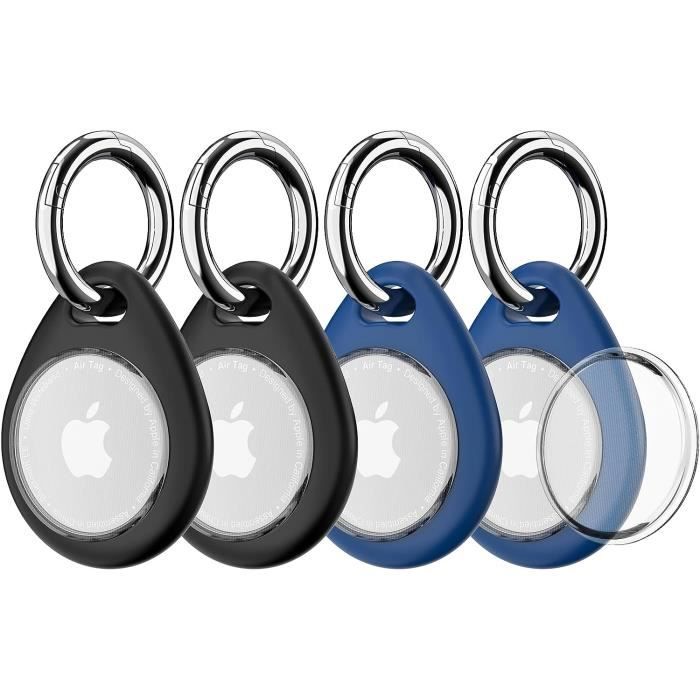 Porte Clé Compatible avec Airtag, Porte Clef en Silicone pour Apple Airtag,  Etui de Protection Anti-Rayures Portable et Étanche pour AirTags, Noir