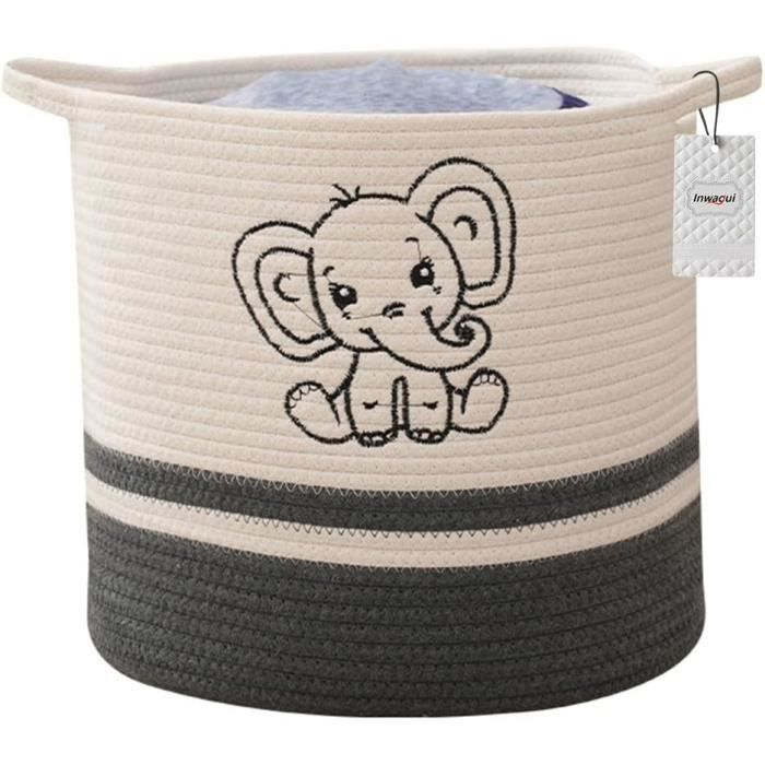 Panier à Linge En Coton Tissé 30x30 Cm - Corde De Coton Avec Poignées, Naturel, Empilable, Idéal Rangement Jouets Ou Linge Sale