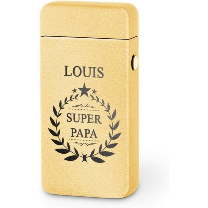 Briquet Personnalisé Rechargeable USB Avec Photo Et Texte - Cadeau Unique Fête Des Pères, Anniversaire, Saint-Valentin (Noir)