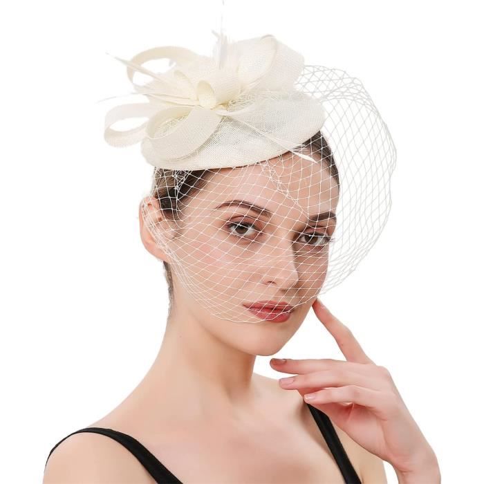Chapeau Bibi Femme Organza • Large Bord • Décoration Florale • Pour Église Et Mariage • Taille Unique Chapeau Femme