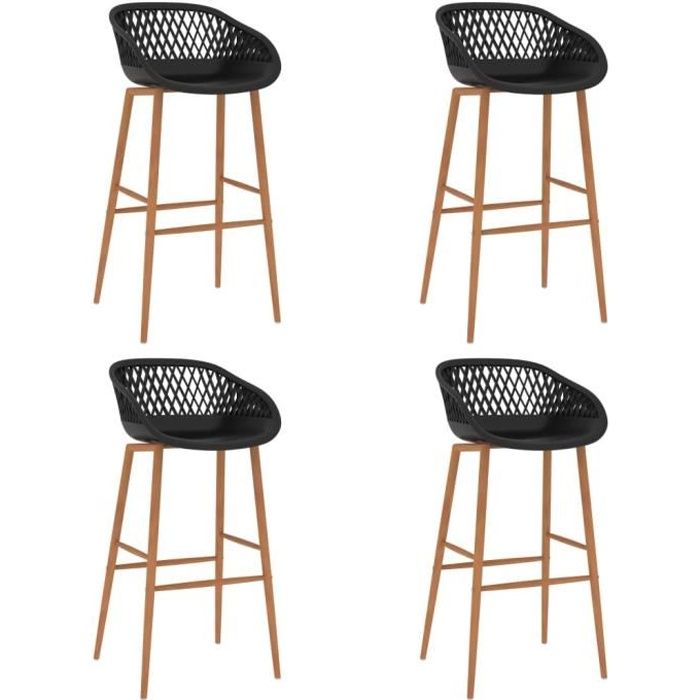 Lot de 4 Chaises de bar Style Contemporain - Hauteur Réglable - Noir
