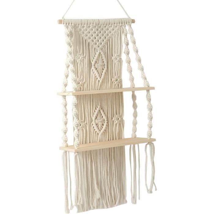 Boho Macramé Étagère Murale À 3 Niveaux Porte-Plante Fait À La Main Pot Boho Macramé Étagère Murale À 3 Niveaux Porte-Plante Fait À La Main Pot